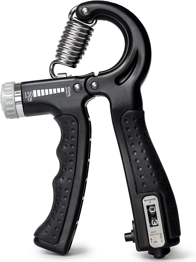 DMI Compact Hand Exercise Grip Strengtheners with Adjustable Weight Resistance from 10-130lbs, Grip Tracker keeps Track of Number of Squeezes, FSA & HSA Eligible, Set of 2