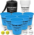 BucketBall | Team Color Edition | Combo Pack (Light Blue/White): Original Yard Pong Game: Best Camping, Beach, Lawn, Outdoor, Family, Adult, Tailgate, Jumbo, Giant Game