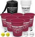 BucketBall | Team Color Edition | Combo Pack (Maroon/White): Original Yard Pong Game: Best Camping, Beach, Lawn, Outdoor, Family, Adult, Tailgate, Jumbo, Giant Game