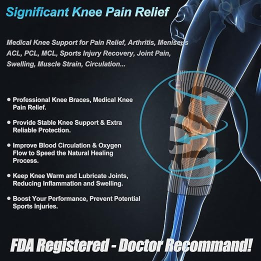 NEENCA Knee Brace for Knee Pain Relief, Medical Knee Support with Patella Pad & Side Stabilizers, Compression Knee Sleeve for Meniscus Tear, ACL, Arthritis, Joint Pain, Runner, Sport