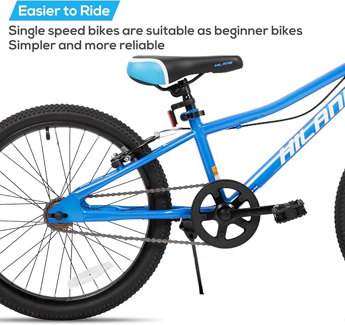 HILAND 20 Inch Kids' Bicycles Mountain Bike for Boys, Girls 5+ Years Old, Single Speed Kids Bicycles with Dual Handbrakes, Child Bike