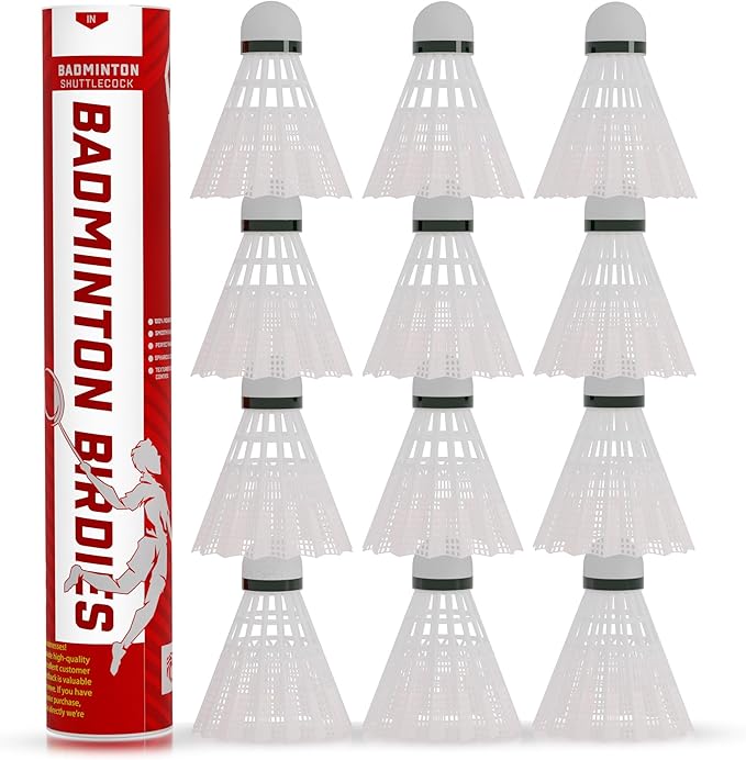 Badminton Birdies - Plastic Bedminton Shuttlecocks White or Yellow for Baseball/Softball Batting Training - Backyard Sports Games Shuttle Balls for Indoor and Outdoor Matches
