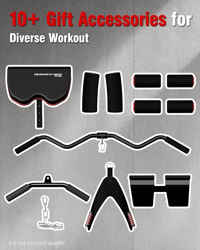 HARISON Home Gym - Full Body Workout Equipment, Exercise Equipment, Fitness Equipment, Multifunctional Home Gym Equipment for Home with Pulley System, Weight Bench, Leg Extension, Rowing Machine