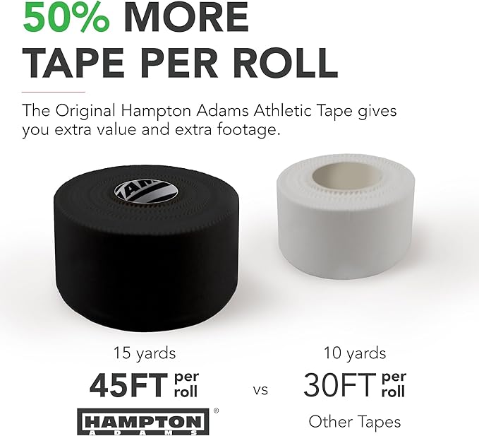Hampton Adams | Official BJJ Partner | As Seen on Shark Tank | Medical Athletic Sports Tape (8-Pack, 45ft) | Easy Tear & No Sticky Residue | for Athletes, Trainers & First Aid Injury Wraps