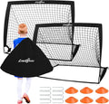 LIBERRWAY Soccer Goal 4'x 3' Portable Kids Soccer Goals for Backyard or Indoor Pop Up Soccer Net with 6 Training Cones, Carrying Bag, 8 Ground Stakes