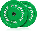 RitFit Color Coded Olympic Bumper Plate for Barbell - 2-Inch Weight Plates With Steel Insert, Rubber Weights for Strength Training in Home Gym