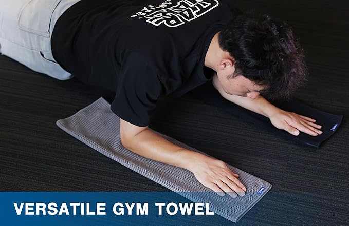 Microfiber Gym Towels with Snap Strap Closure, Ribbed Pattern Sports Towels for Yoga, Home and Outdoor Activities, 27” x 16”, 6 Pack, Grey