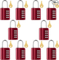 Kenning 10 Pcs Combination Padlock 4 Digit Combination Lock with Keys Locker Resetable Security Outdoor Waterproof Gate Lock for School Sports Gym Locker Employee Fence Case (Red)