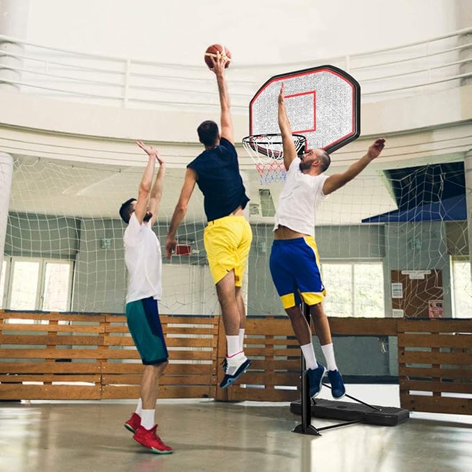 Giantex Portable Basketball Hoop 10 Ft, Adjustable Height 6.5-10 Ft, 43 Inch Backboard Basketball Goal, Suit for Court, Driveway, Garage, Indoor Outdoor Basketball Hoop for Kids, Youth, Junior