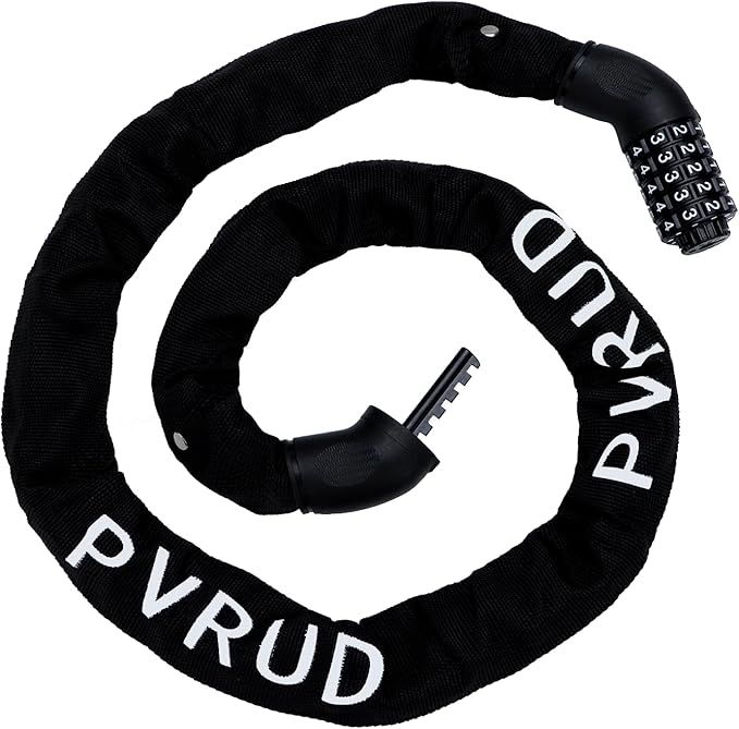 Bike Chain Lock, 5 Digit Combination Heavy Duty Anti Theft 3.9Ft Bicycle Chain Lock,6mm Thick High Hardness keyless Bike Lock for Bike,Scooter,Motorcycle,Door, Gate