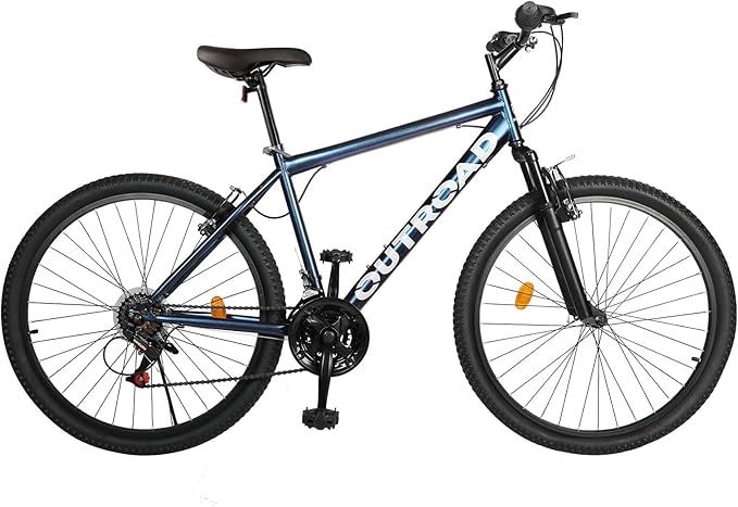 26-inch Mountain Bike, Iron Frame, 7/21-Speed Front and Rear V-Brakes MTB with Lock-Out Suspension Fork for Men and Women Black