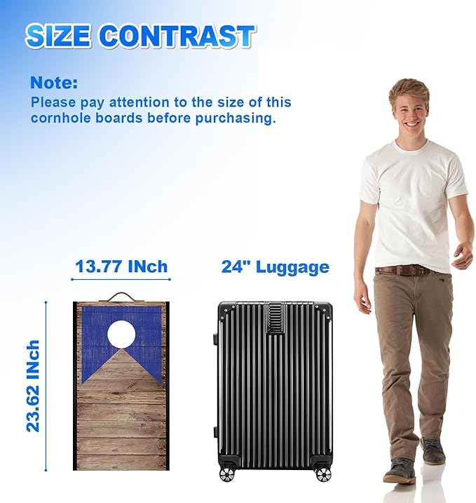 Portable 2 ft x 1 ft Cornhole Board Set with 6 Bean Bags Foldable Corn Hole Games for Adults and Kids Indoor or Outdoor Corn Hole Toss Games Backyard Tarvel(Light Wood)