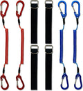 4 Pack Heavy Duty Kayak Paddle Leash & Retractable Fishing Lanyard, Coiled Rod Tether with Belt Clip for Kayaking, Paddle Board Accessories (Red/Blue)