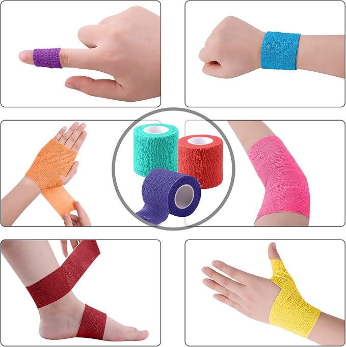 BQTQ 144 Rolls Self Adhesive Bandage Wrap 2 Inch Colorful Self Adherent Wrap Tape Sticky Bandage Athletic Wrap Self Adhesive Wrap for Sports Vet Wrist Ankle Sprains