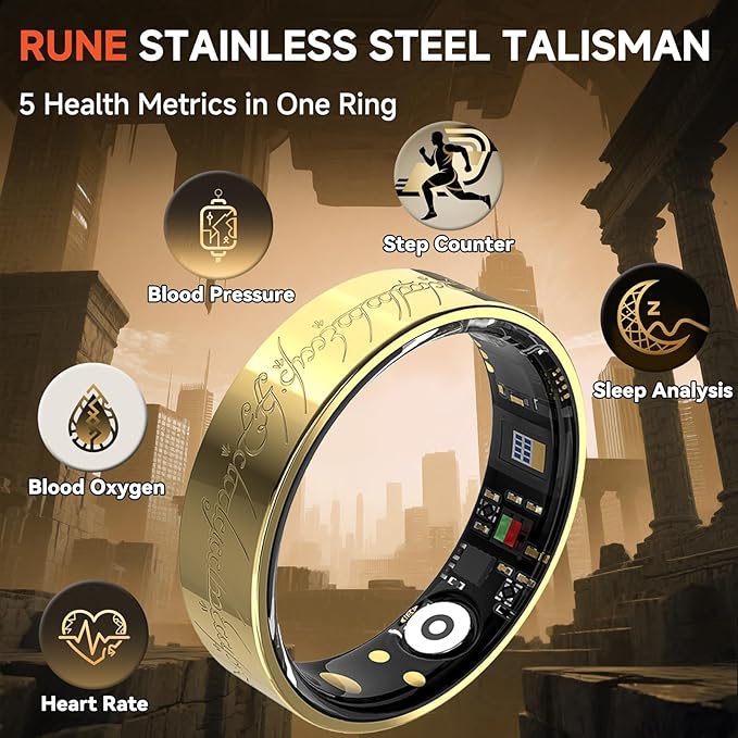 Ultra Smart Ring for Women Men,Health Fitness Tracker with Sleep/Blood Pressure/Oxygen Monitoring, Heart Rate & Activity Tracking,IP68 Waterproof, 5+Day Battery,No Subscription Fee 1-Silver 9