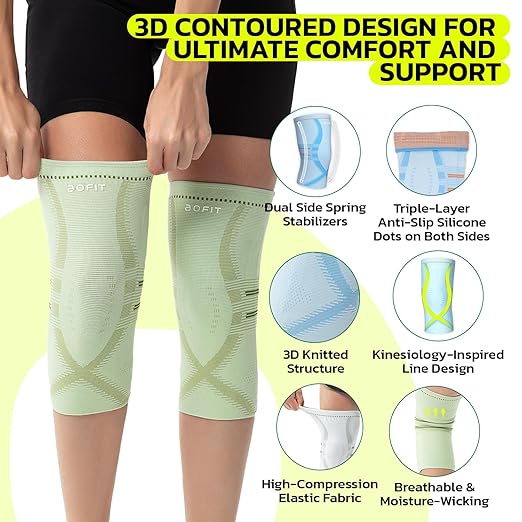 Compression Knee Brace for Women & Men, 2 Pack AOCELL Knee Sleeve Support for Knee Joint Pain Relief, ACL, Meniscus Tear, Arthritis - Breathable for Workout, Running, Gym, Sports, Fitness XXL