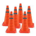 18 Inch 6 Pack Collapsible Traffic Safety Cones, Orange Cones with Reflective Collar, Portable Multipurpose Traffic Cones for Parking Construction Driving Training Sports Practice