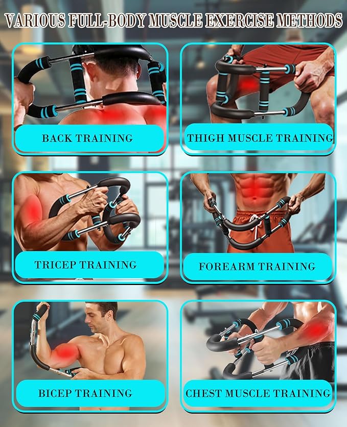 Twister Arm Trainer, Adjustable Chest Workout Equipment with Forearm Wrist Sleeves, 9 Resistance Levels(66-110lb) Chest Exerciser for Men , Portable Exercise Equipment for Home & Gym
