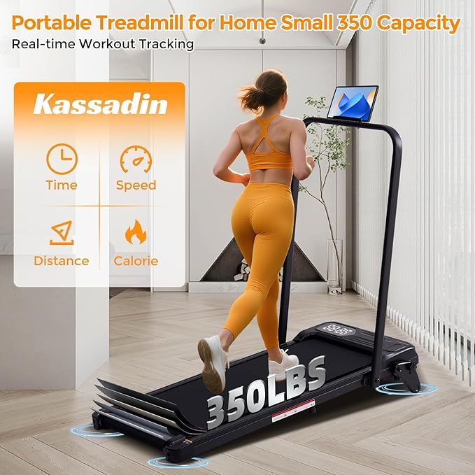 Portable Foldable Walking Pad with Handle Bar and Adjustable Incline, Under Desk Walking Pads Treadmill with Incline and Handles, 3.5HP Folding Electric Treadmills for Home Small, 0.6-7.6MPH, 350LBS