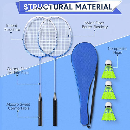 12 Pack Badminton Rackets Set Including Rackets, Nylon Shuttlecocks and Carry Bag for Outdoor Backyard Games Beginners