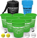 BucketBall | Team Color Edition | Combo Pack (Green/Light Blue): Original Yard Pong Game: Best Camping, Beach, Lawn, Outdoor, Family, Adult, Tailgate, Jumbo, Giant Game