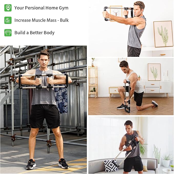 GoFitness Push Down Machine - Chest Exerciser at Home Workout Equipment, Arm Trainer - Portable Spring Resistance Exercise Gym Kit for Home, Travel or Outdoors