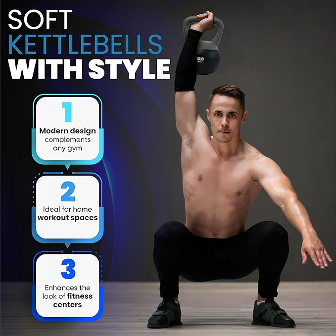bintiva Soft Kettlebells - Sea and Iron Sand Filled Weights for Women and Men - Color Coded Kettle Bell Sets
