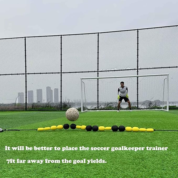 Pro GK Single Line Deflector Soccer Goalkeeper Trainer 9ft Goalkeeper Deflection Equipment Soccer Training Equipment for Reflex & Agility Training with 25 pcs Soccer Cones, 2 pcs Water Bags