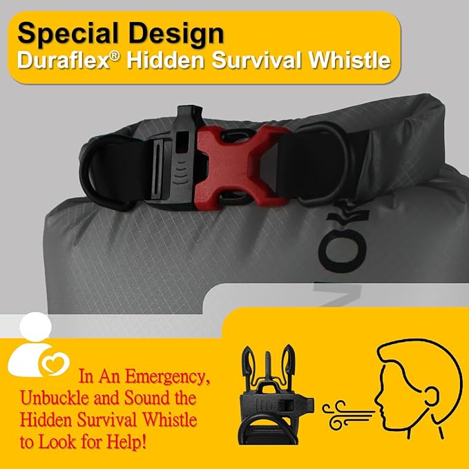 Upgraded CORDURA Waterproof Dry Bag-Durable&Lightweight Storage Sack for Hiking, Kayaking&Rafting-Roll Top with Survival Whistle-Ideal for high-intensity Use-Float on Water(20L/Grey)