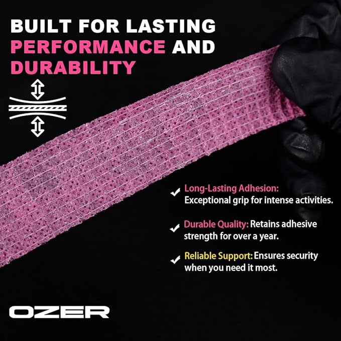 OZER 12 Pack 1 Inch x 5 Yards Self Adhesive Bandage Breathable Cohesive Bandage Wrap Rolls Elastic Self-Adherent Tape for Stretch Athletic, Sports, Wrist, Ankle (1 lnch Black, 1lnch)