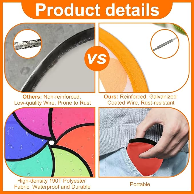 140 PCS Foldable Flying Disc Fans with Bags, 9.8'' DIY Handheld Black Egde Fabric Folding Fan for Outdoor Game Activities Birthday Party Favors Gifts, 14 Colors