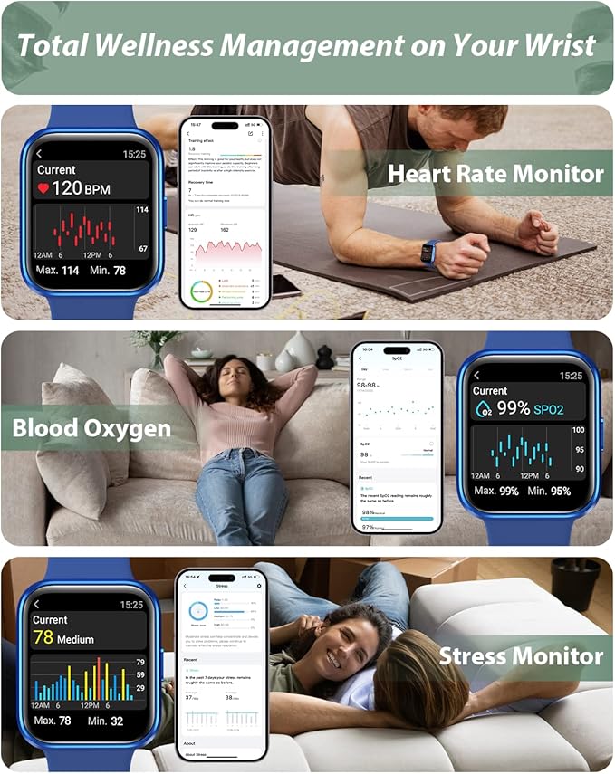 Smart Watch for Men Women(Call Receive/Dial), Alexa Built-in, 1.8" Touch Screen Fitness Tracker with Heart Rate Sleep Tracking, 100 Sports Modes, IP68 Waterproof Smartwatch for Android iPhone