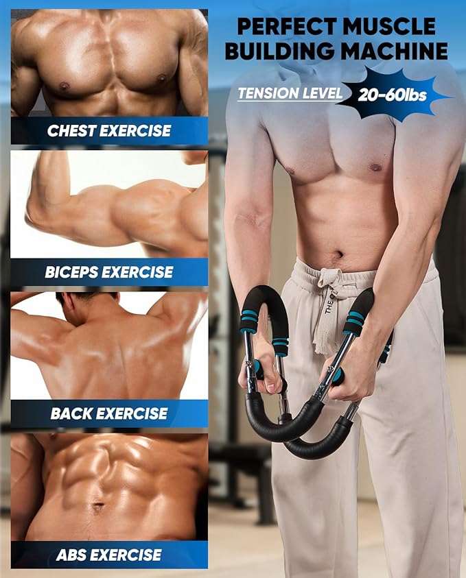 Saker Twister Arm Trainer, PowerTwist Arm Trainer, Adjustable Forearm Strengthener, Arm Exercise Equipment, Chest Workout Equipment, Portable Spring Resistance for Home Gym Equipment