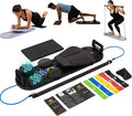 7-in-1 Pilates Reformer Board, Portable Pilates Board Foldable Pilates Reformer Equipment with Timer for Home Workouts with Resistance Bands Core Glider Push-Up Handles Balance Trainer Pilates Machine