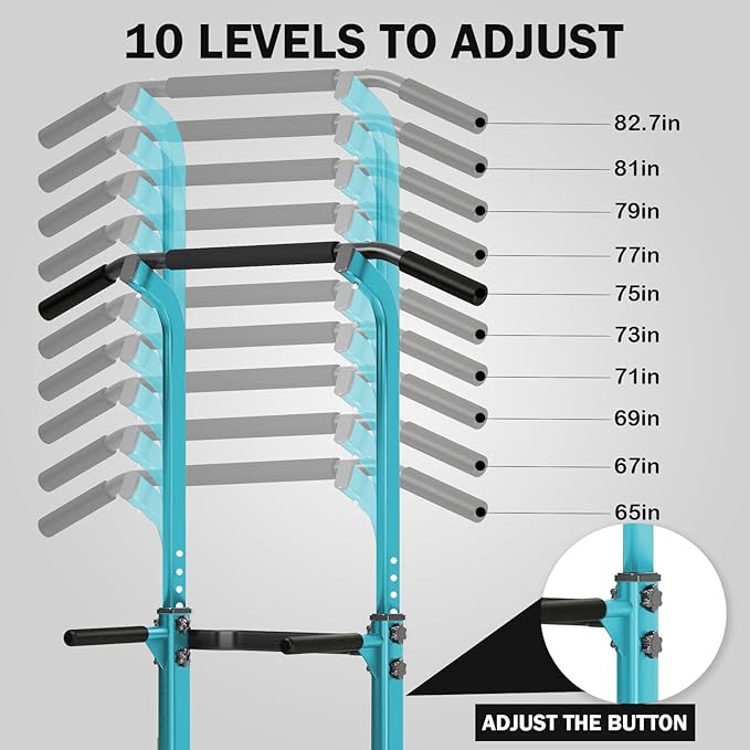 SogesHome Power Tower Pull Up Bar and Dip Station Adjustable Height Dip Stand Multi-Functional Strength Training Fitness Workout Station