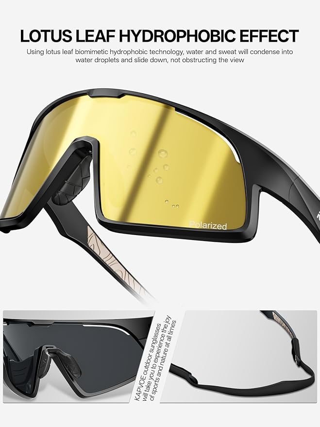 KAPVOE Polarized Cycling Glasses Men Women Sports Sunglasses for Mountain Bike Running Fishing Baseball K383