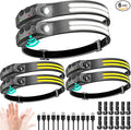 LED Headlamp Rechargeable 6PCS - 230° COB Super Bright Head Lights for Forehead, Hard hat Light for Adults, USB C Headband Flashlight for Work, Hiking, Running, Camping Essentials Gear