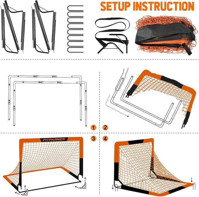 Kids Soccer Goals for Backyard Set - 2 Pack of Portable Pop Up Soccer Nets with Ball,Cones,Complete Training Equipment Kit for Toddler,Youth,Kids Age 3-14,Outdoor Sports Game