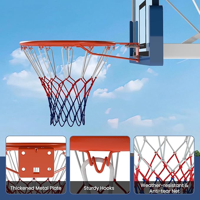 Goplus 18’’/15’’ Replacement Basketball Rim, Wall Door Mounted Basketball Hoop with All Weather Net, Indoor Outdoor Hanging Basketball Rim Goal Outside