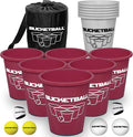 BucketBall | Team Color Edition | Combo Pack (Maroon/Silver): Original Yard Pong Game: Best Camping, Beach, Lawn, Outdoor, Family, Adult, Tailgate, Jumbo, Giant Game
