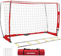 Soccer Goal,Soccer Net,Soccer Goals for Backyard,with Bow Frame,Collapsible Metal Base and Agility Ladder