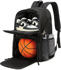 Basketball Bag Backpack with Ball Holder and Shoes Compartment,Best for Basketball, Soccer, Volleyball, Gym. (BLK)