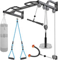 Kipika 48" Wall Mounted Multifunction Cable Pulley System Gym, 48" Wall Mounted Pull Up Bar, Cable Machine LAT Pulldown Attachments, DIY Home Gym Pulley Cable Machine Attachment System, Punching Bag Hanger