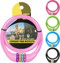 Bike Lock, 25 inch Bike Lock Cable, Portable Anti Theft 4 Digits Codes Cable Locks, Resettable Combinations Coiling Bicycle Lock for Bike, Motorbike, Scooter, Skateboard, Gate, Fence (Pink
