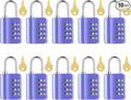 Kenning 10 Pcs Combination Padlock 4 Digit Combination Lock with Keys Locker Resetable Security Outdoor Waterproof Lock for School Sports Gym Locker Employee Fence Case (Purple)