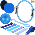 Set of 6 Style Pilates Home Equipment Set Pilates Essential Kit Workout Accessories 14 Magic Circle Mini Exercise Ball Yoga Strap Silicone Tension Strip Tension Band Sliding Plate