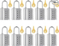 Kenning 10 Pcs Combination Padlock 4 Digit Combination Lock with Keys Locker Resetable Security Outdoor Waterproof Gate Lock for School Sports Gym Locker Employee Fence Case (Silver)