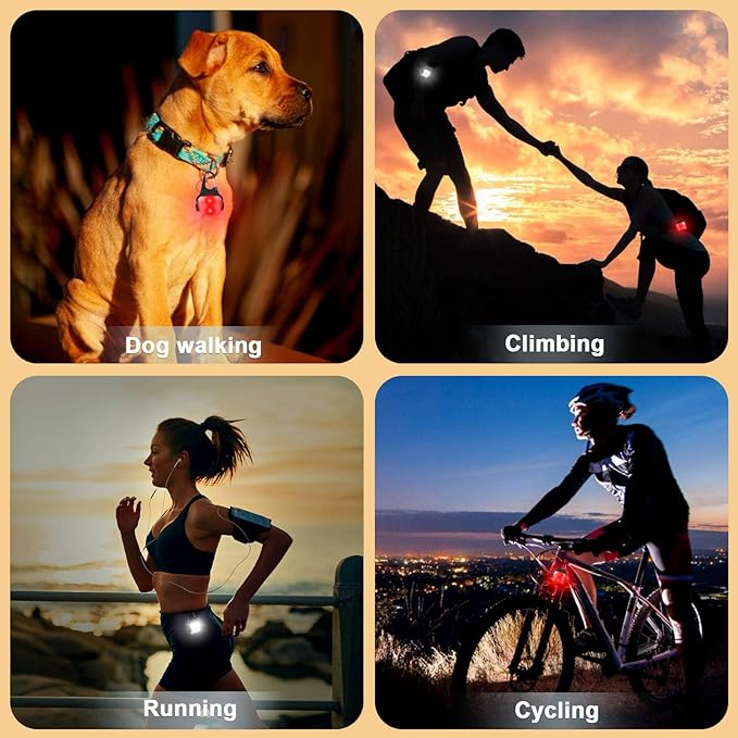 Clip-on USB-C Rechargeable Night Walking Dog Collar Light - 3 Modes, IP65 Waterproof, LED Safety Light for Running, Camping, Climbing, Bike - 2 Pack