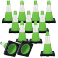 Traffic Safety Cone 18 Inches, with Reflex Collars of Parking Lots, Lane Road Traffic Control Construction Driving Safety Cone 12 Pack Green