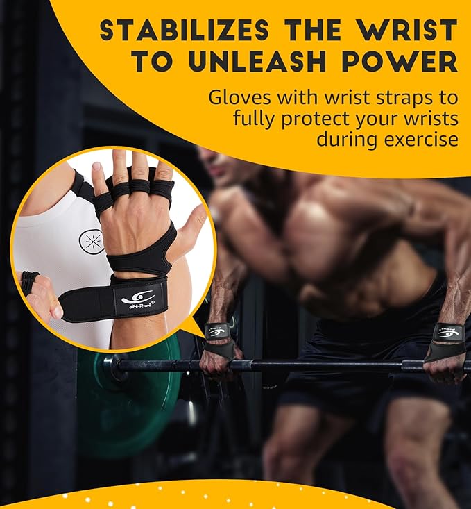 HiRui Ventilated Workout Gloves for Men Women, Built-in Wrist Wraps and Non-Slip Palm Silicone to Avoid Calluses, Exercise Gym Gloves for Training Powerlifting Weightlifting, Size : Small
